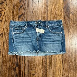 American Eagle Outfitters Frayed Hem Blue Mini Skirt